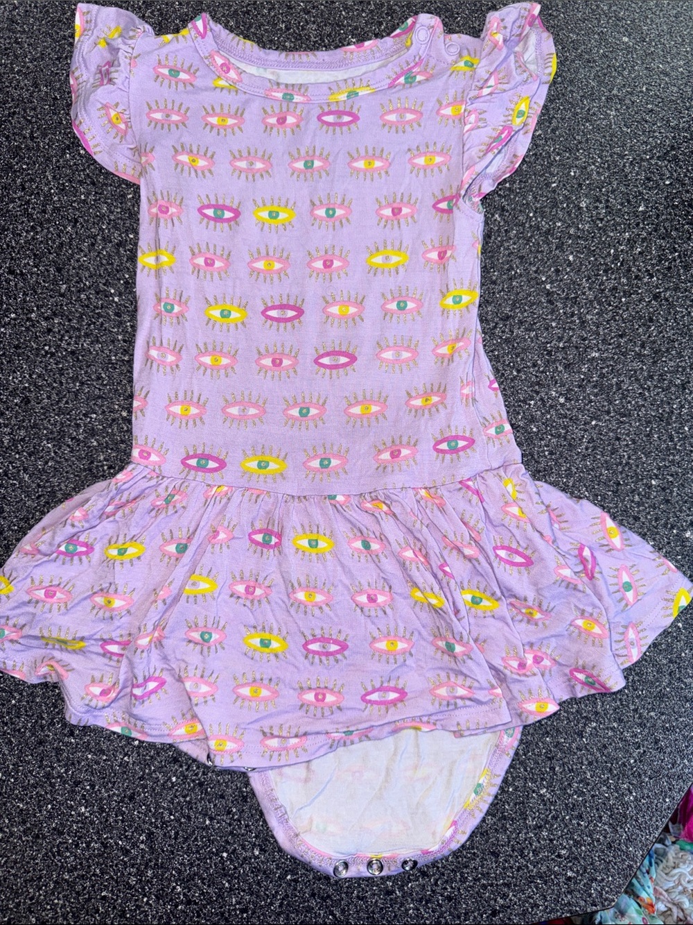 Posh Peanut Evil Eye Twirl Bodysuit Dress 2T Bamboo Flutter Sleeve - Picture 1 of 5